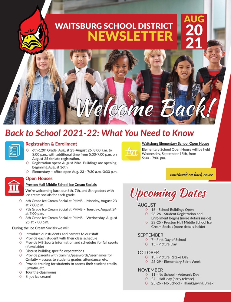 Cover page from the district community newsletter